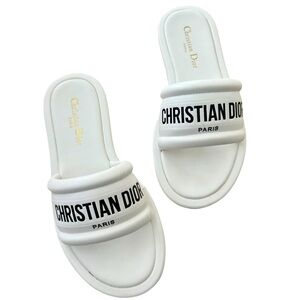 Dior White Slide Sandals